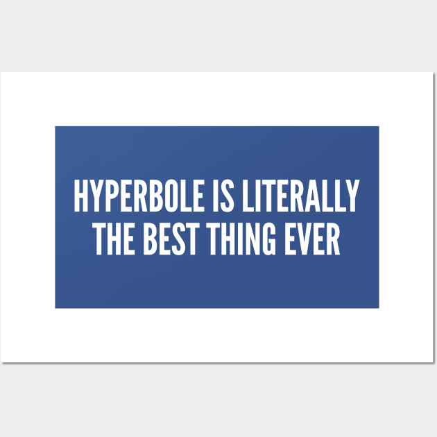 Geeky Joke - Hyperbole Is The Best Thing Ever - Funny Joke Statement humor Slogan Quotes Saying Wall Art by sillyslogans